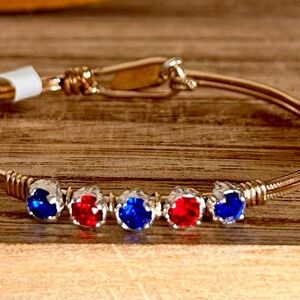 Earth Grace Bracelet with Red and Blue Gems
